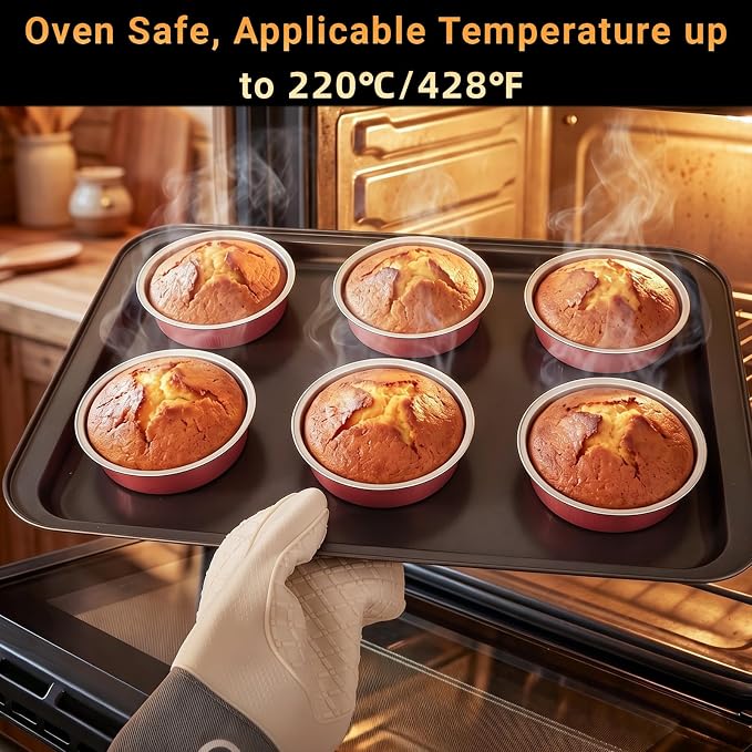 Beasea 100 Pack 7.3oz Mini Pie Pans with Lids, 4" Disposable Aluminum Foil Baking Cups Tins Round Small Tart Pie Pans Container for Individual Dessert Muffin Cheesecake Quiche - Grapefruit Pink - Image 4