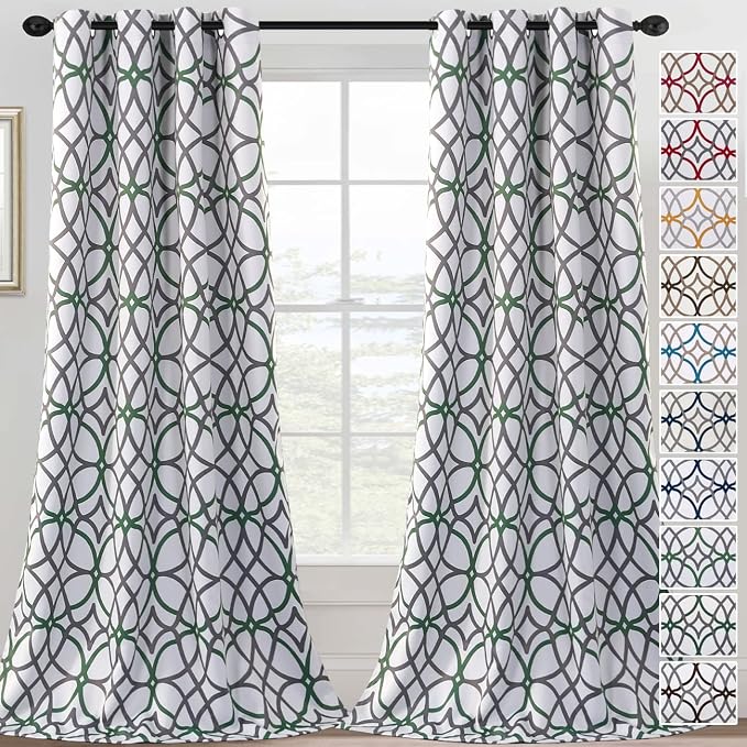 H.VERSAILTEX Blackout Curtains 96 inch Length 2 Panels Set Thermal Curtains & Drapes Window Treatment Noise Reducing Geometric Modern Grommet Living Room Curtains for Bedroom - Ivy and Gray by HVERSAILTEX