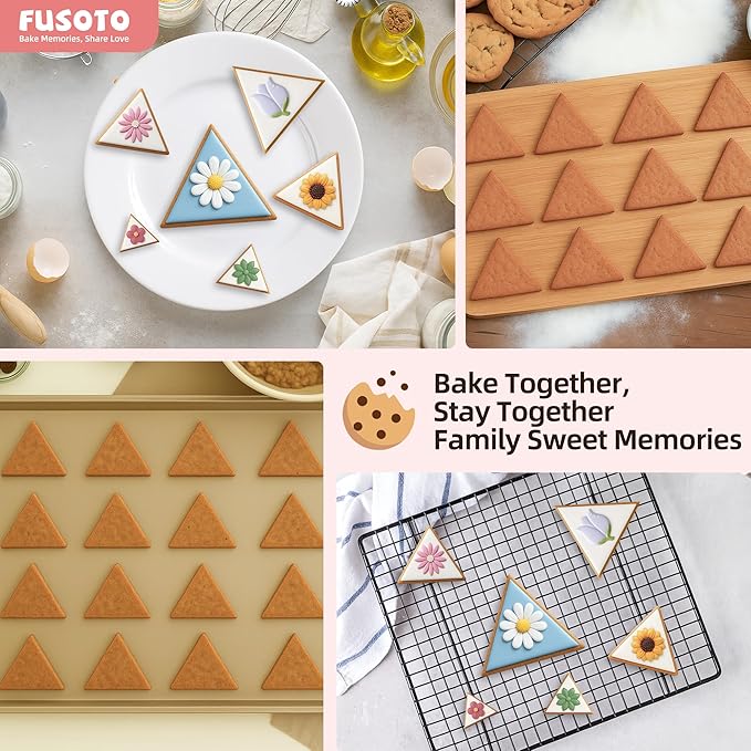 6PCS Triangle Cookie Cutter Set, Stainless Steel Kitchen Baking Supplies, for Biscuit, Homemade Cookies, Cake Decorating, Geometric Cookie Cutter, (1.5", 2", 2.5", 3", 3.5", 4"), Triangle