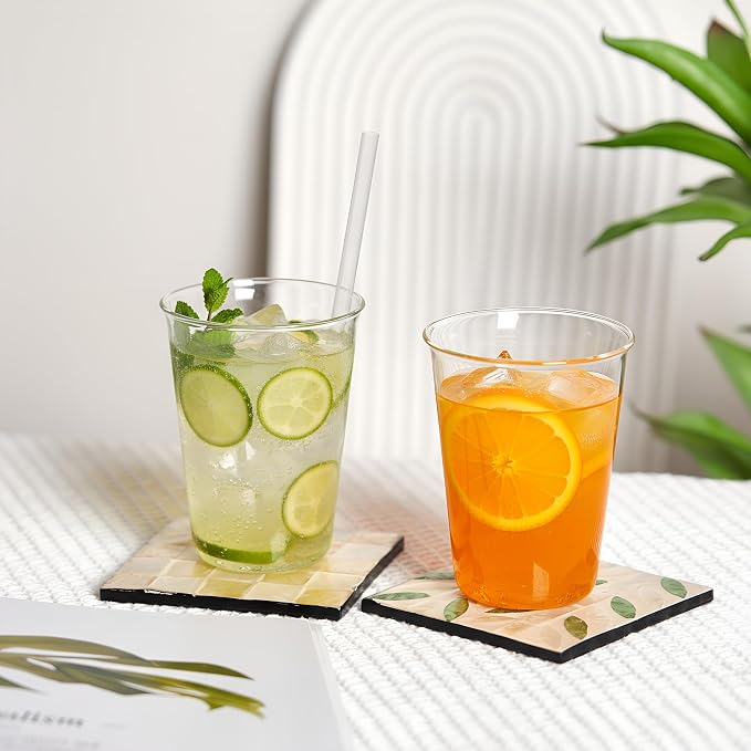 Set of 6 11.8 oz Clear Drinking Glass with Straws 340 ml Iced Tea Beer Cups Heat Resistant Kitchen Glassware for Juice, Beverage, Cocktail, Coffee, Soda - Image 4
