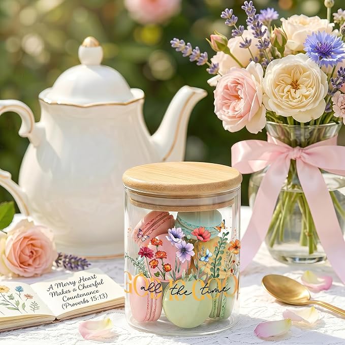 Christian Glass Storage Jars with Lids, Candy Cookie Jars, 3 Pcs | Christian Candy Cookie Jars Gift Bible Verse Gifts for Women Inspirational Kitchen Canister Religious Kitchen Containers - Image 2