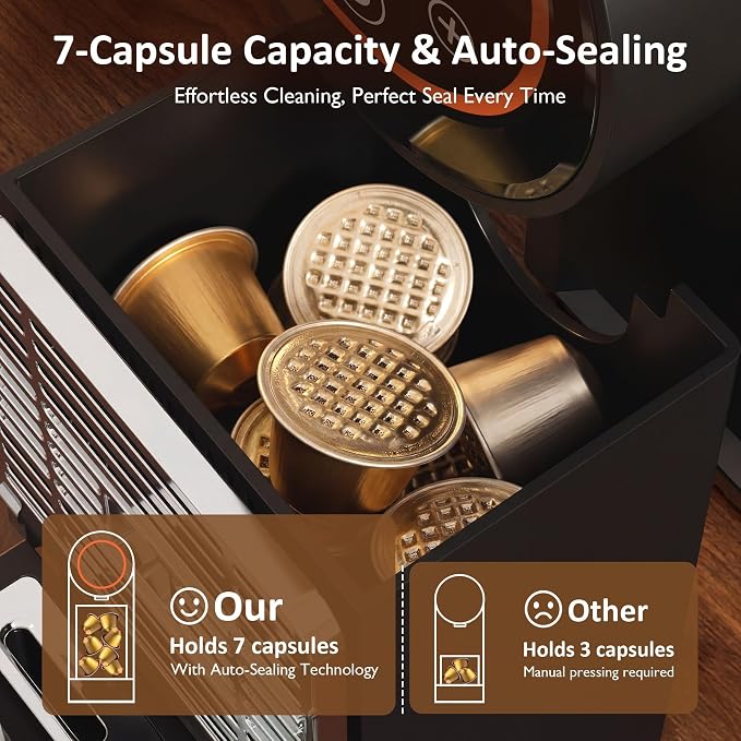 RoyalCraft Espresso Pod Machine for Home, Capsule Coffee Maker for NS Original Pods, 20 Bar Single Serve Mini Pod Maker with 22oz Removable Water Tank, Adjustable Cup Tray for Home & Office, Black - Image 6
