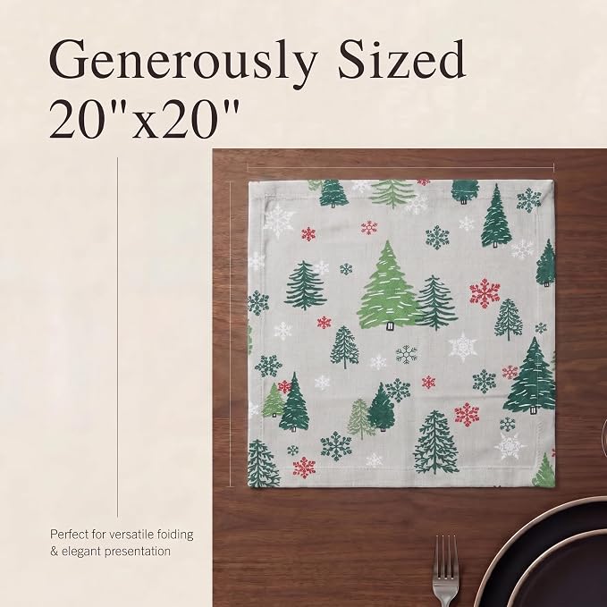Urban Villa Cloth Napkins Cotton 20x20 (Set of 12) Greentree Print - Image 6