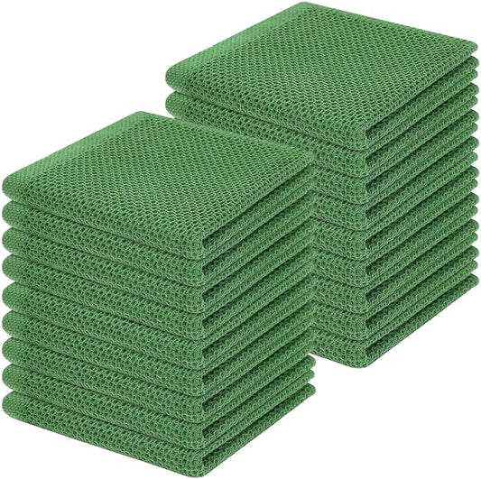 Homaxy 100% Cotton Waffle Weave Kitchen Dish Cloths 18-Pack, Grass Green | 12 x 12 Inches, Ultra Soft Absorbent Dish Towels, Quick Drying Dish Rags with Hanging Loop by Homaxy