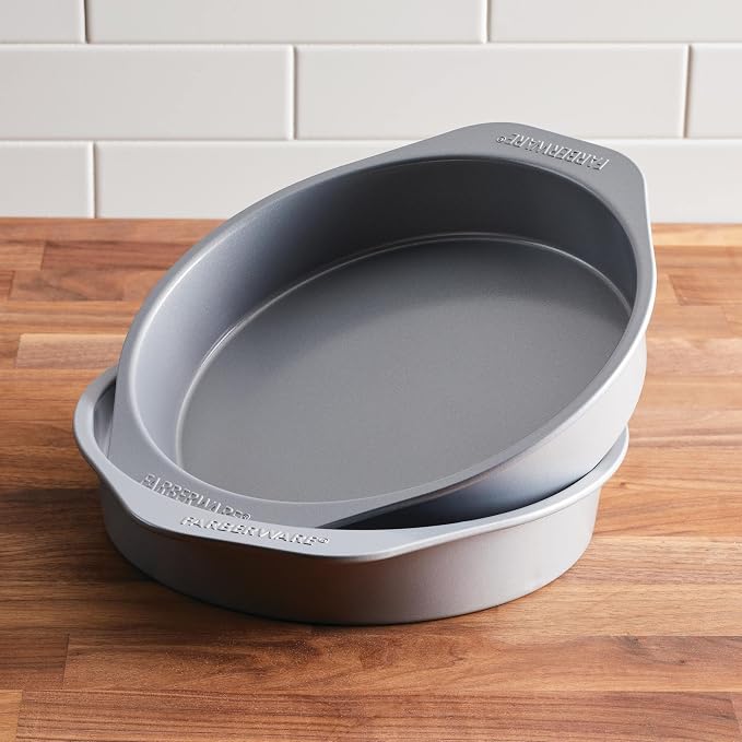 Farberware Golden Bake Nonstick Round Cake Pan Set, 2-Piece | Insulated Non Stick Round Cake Pan Set, Oven Safe to 450°F, Easy Release, Dishwasher Safe, in Gray - Image 9