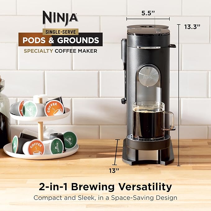 Ninja Single Serve Coffee Maker - Combo Machine, K-Cup Pods and Grounds | 4 Styles of Brewing, up to 24 Oz Cup Sizes, 56 Oz Removable Reservoir, Black, PB051 - Image 2