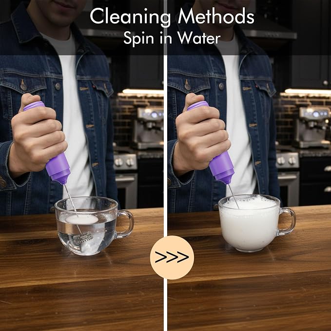 Rechargeable Milk Frother Handheld, 2-IN-1 Dual Spring Whisk Electric Frother Wand for Cappuccino Latte Macchiato, Portable Drink Mixer for Coffee, Matcha, Hot Chocolate - Image 5