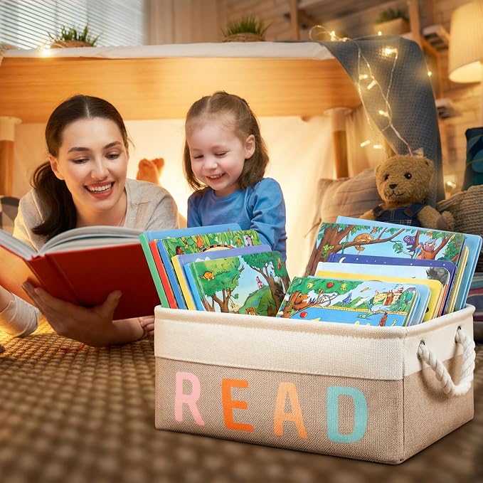Marsui Read Storage Basket, Reading Corner Organizer Supplies Classroom Library Storage Bin Book Lover Gifts Bookish Bookworm Gift for Kindergarten Elementary Student Reading Corner Accessories - Image 4