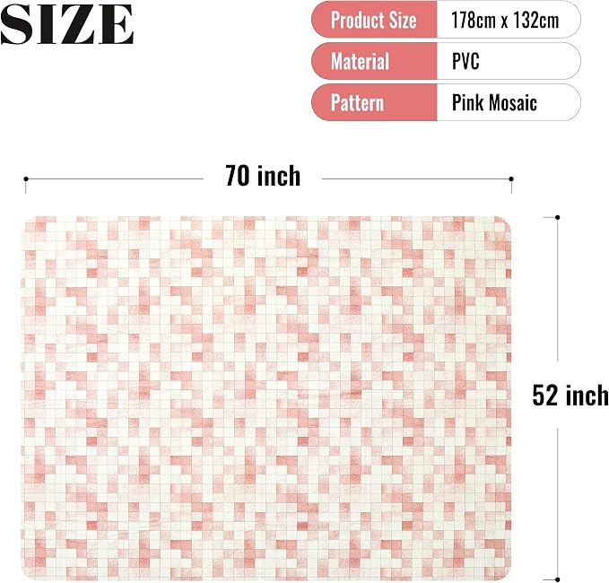 FIFTY FEET 70X52 Inch Square Tablecloth, Vinyl Tablecloth with Flannel Backing Waterproof Table Cloth, Spill Proof Picnic Table Cover for Outdoor/Indoor/Camping/Dining(Red Plaid) - 3 Packs - Image 5