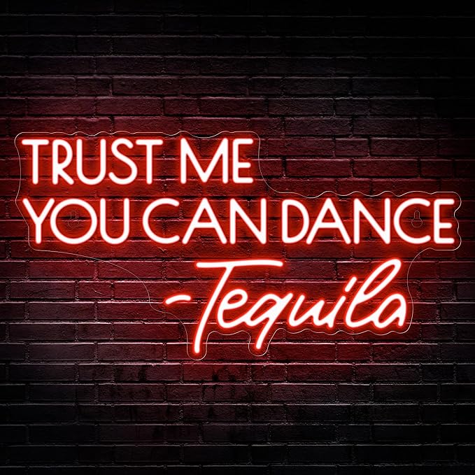 Kavaas Trust Me You Can Dance - Tequila Neon Sign, Neon Bar Signs for Home Bar Decor, Man Cave Pub Party - Best Gifts for Tequila Lover, Husband, Father, Birthday, Christmas by Kavaas