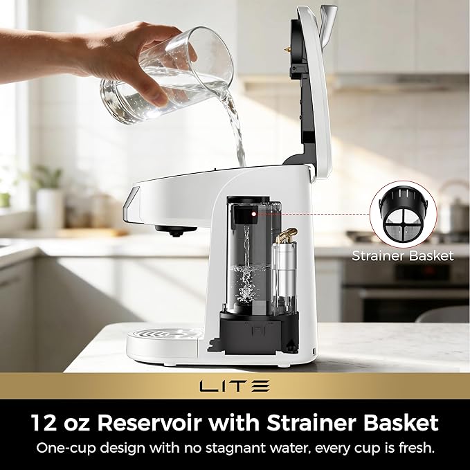 CHULUX Lite Single Serve Coffee Maker for K Cup with One Touch Brew, White | Boiler Fast Heating System, Unique Split-Flow Nozzle, Designed for Standard Mugs, 5 to 12 oz Brew Sizes, Single Cup Reservoir - Image 2