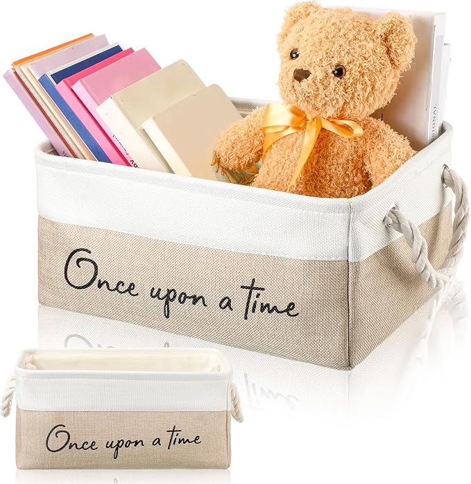 Marsui Book Lover Gifts Once Upon a Time Book Storage Basket Bin Bookish Accessories Bookworm & Librarian Gift for Club Members Student Teacher Reading Accessories by Marsui