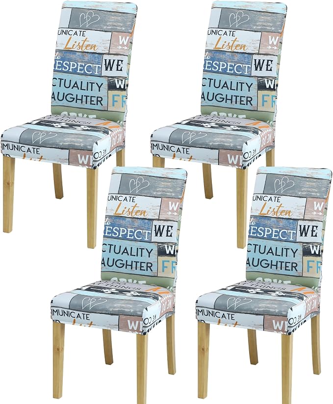 Dining Chair Covers, Stretch Seat Covers, Washable Furniture Protector | 4 Pack, Washable, Stretch Fit, Soft, Non Slip, Dining Chair Covers, Seat Protector, Furniture Cover,Easy Clean by BIETYONE