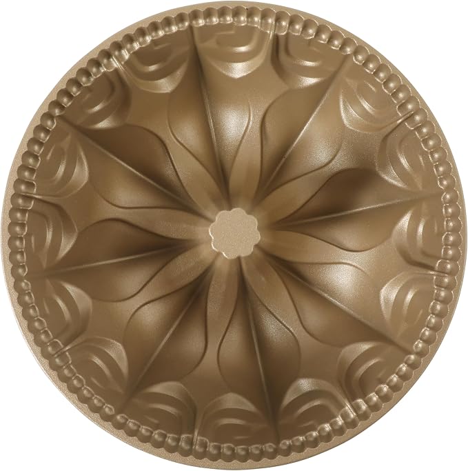 Martha Stewart Dunelle Decorative Fluted Cast Aluminun Round Cake Pan – 10-Cup Nonstick Tube Pan, Champagne Gold Bakeware - Image 6