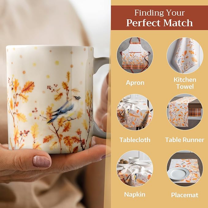 Maison d' Hermine Coffee Mug with Handles Tea Cups (12 Ounce, Pack of 1) | Fine Bone China Coffee Mugs for Hot Beverages Cappuccino Latte Home Restaurant Spring Summer -Oak Leaves - Jaya & Friends - Image 6