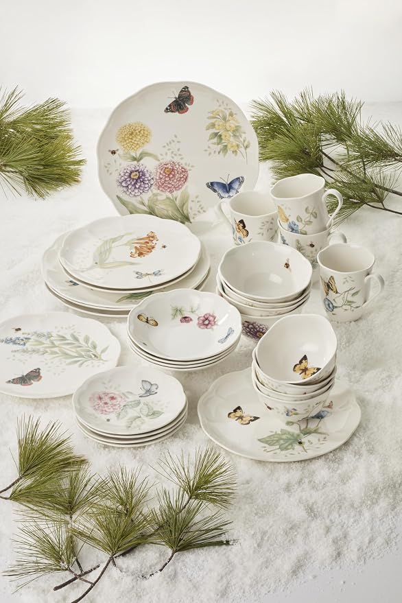 Lenox Dinnerware Set, Butterfly Meadow 28-Piece Set, Service For 4, Porcelain Plates With Scalloped Edges, Plates And Bowls Sets, Microwave Safe, Dishwasher Safe, Home & Kitchen (28 Piece, Assorted) - Image 7