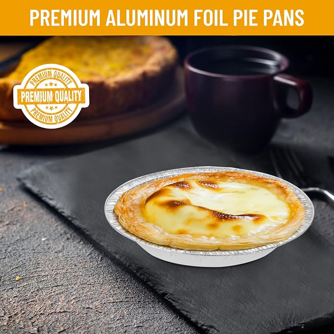 Aluminum Foil 6 inch Pie Pans, 100 Count | Disposable, Heavy Duty, Made in USA, For Baking Mini Pies, Quiche and Tarts - Image 7