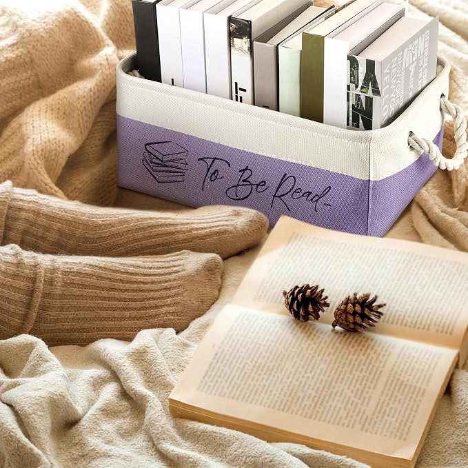 Marsui Book Lover Gifts Tbr Book Storage Basket to Be Read List Storage Bin Bookish Accessories Bookworm Gift for Club Members Student Teacher Reading Accessories - Image 5