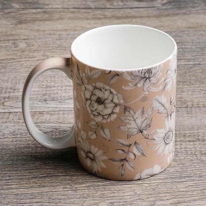 Maison d' Hermine Coffee Mug with Handles Tea Cups (15 Ounce, Pack of 1) | Fine Bone China Coffee Mugs for Hot Beverages Cappuccino Latte Home Restaurant Spring Summer -Pretty Autumn - Pretty Mono - Image 7