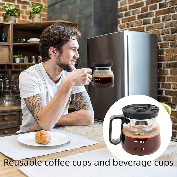 16oz coffee pot mug, coffee pot coffee mug, with spill-proof lid and heat-resistant glass, an ideal gift for coffee lovers