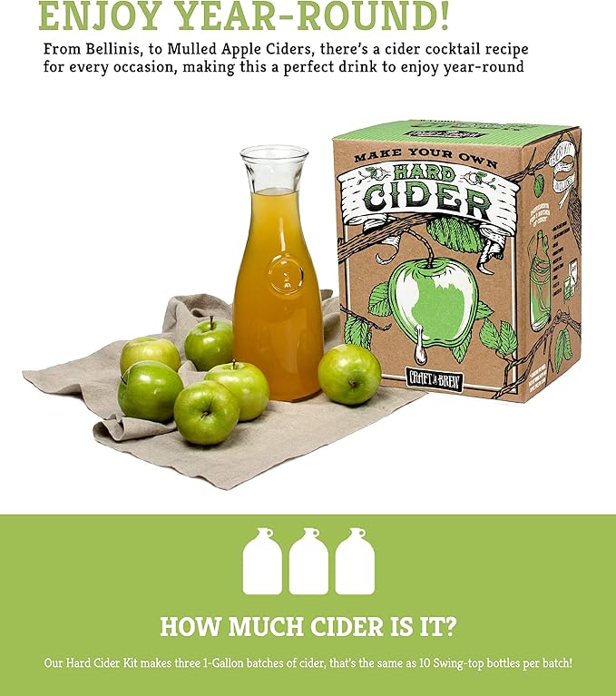 Craft A Brew - Hard Cider Kit - Beer Making Kit - Make Your Own Craft Beer - Complete Equipment and Supplies - Starter Home Brewing Kit - 1 Gallon
