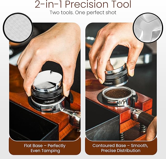53.3mm Espresso Distributor & Tamper – Dual Head Coffee Leveler Tool | Adjustable Depth | Fits Breville 54mm Portafilter | Precision Espresso Hand Tamper – Premium Barista Accessories