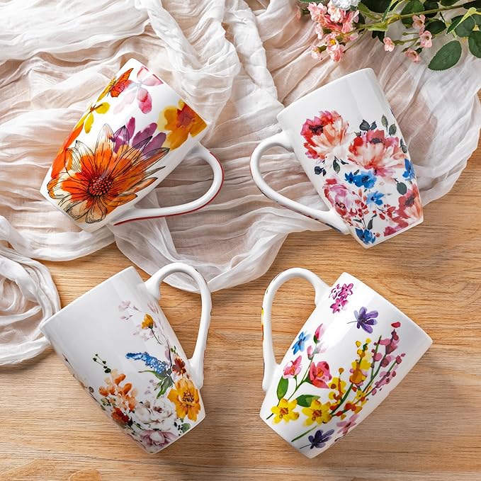 GBHOME Tea Mug with Infuser and Lid, 18 Ounce Large Ceramic Loose Leaf Cup, Microwave, Dishwasher Safe Steeping Mug, Pefect For Tea Lover