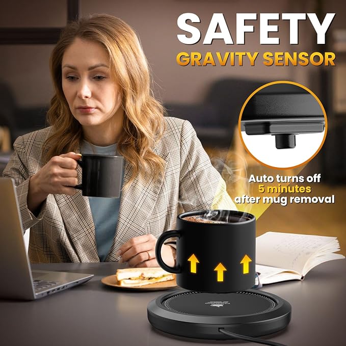 Fast Heating Mug warmer - 4 Temp Settings & 1-12H Timer, Coffee Cup Warmer Plate for Desk Auto Shut Off, LED Display Smart Candle Wax Warmer - Ideal Electric Beverage Warmer Gift for Coffee, Tea, Milk - Image 4