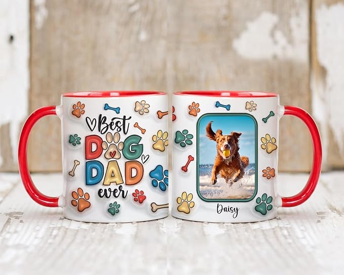 LOVELYPOD Custom Dog Dad Mug With Names and Photo, Father's Day Gifts for Dogs Dad, Fur Lovers Coffee Cup, Personalized Dog Mug, Fathers Day Mugs - Image 4