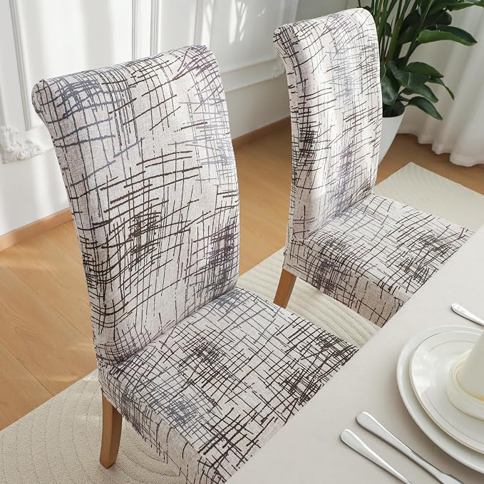 FORCHEER Chair Covers for Dining Chairs Set of 6,Beige Stretch Dining Room Chair Cover Kitchen Parsons Chair Slipcovers (Pack of 6, Beige) - Image 3