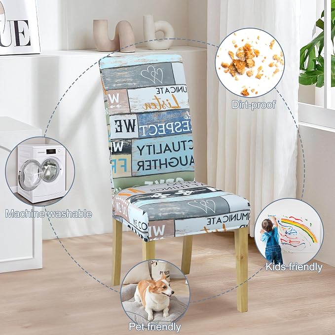 Dining Chair Covers, Stretch Seat Covers, Washable Furniture Protector | 4 Pack, Washable, Stretch Fit, Soft, Non Slip, Dining Chair Covers, Seat Protector, Furniture Cover,Easy Clean - Image 6