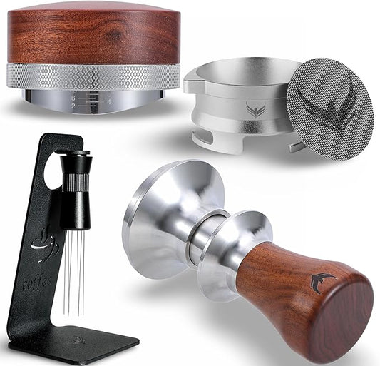 Breville Accessories For Espresso Machine Inludes Rosewood Calibrated Tamper, Adjustable Distributor, Dosing Funnel, Puck Screen & WDT Tool