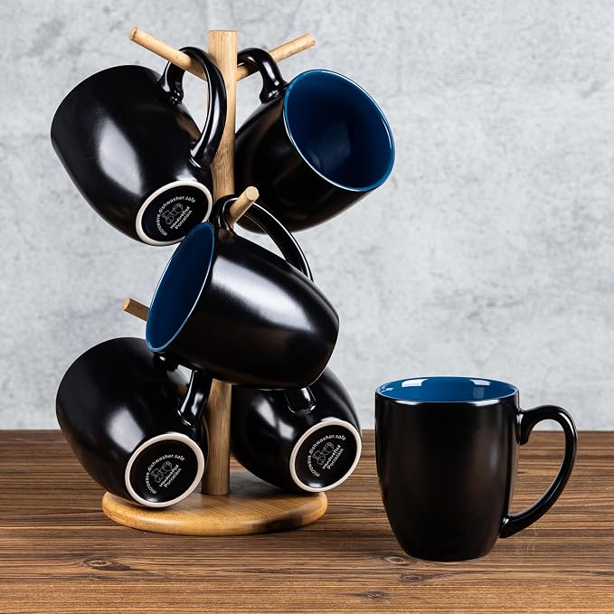 GBhome 12oz Coffee Mugs Set of 6, Large Ceramic Coffee Mugs for Man, Woman, Dad, Mom, Modern Coffee Mugs Set with handle for Tea/Latte/Cappuccino/Milk/Cocoa. Dishwasher&Microwave Safe,Blue - Image 7