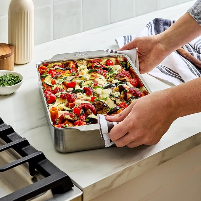 All-Clad Stainless Steel Rectangular Baking Pan 9" x 13" - Tri-ply Bonded for Consistent Baking- (Roast, Bake Cookies, Brownies and More) Professional Stainless Steel Bakeware - Image 3