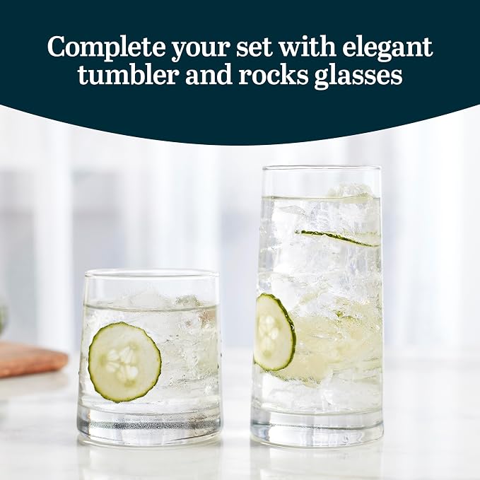Libbey Cabos 16-Piece Rocks and Tumbler Glasses Set, Angled Glass Cups Set for Water, Juices, and More, Dishwasher-Safe Modern Glassware - Image 2