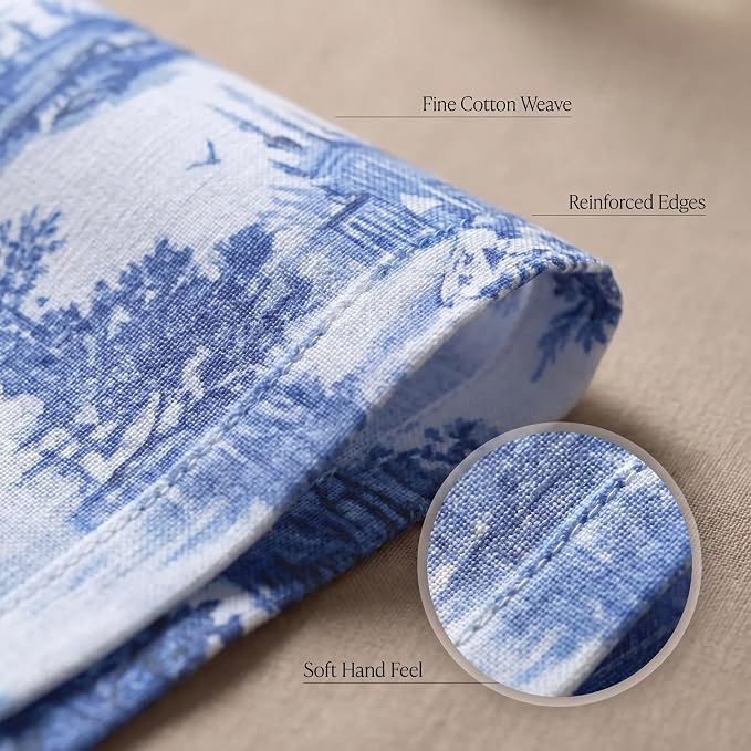 Urban Villa Cloth Napkins Cotton 20x20 (Set of 12) Toile Blue - Image 5