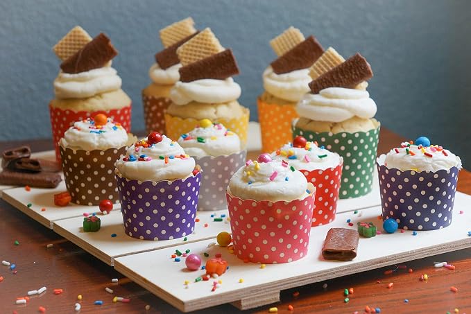 Paper Baking Cups (Polka Dots), Greaseproof Disposable Cupcake Liners (Chocolate Brown, Large Cups (50-Pack)) - Image 7