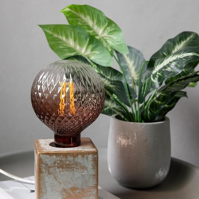 G125 Edison LED Bulb,4W Dim E26,2200K Gradient Brown Diamond Glass | Large Globe Light Bulbs,Squirrel Cage Filament, Cozy Warm Tone, Decorate Bars, Restaurants, Kitchens & All Indoor Occasions - Image 8