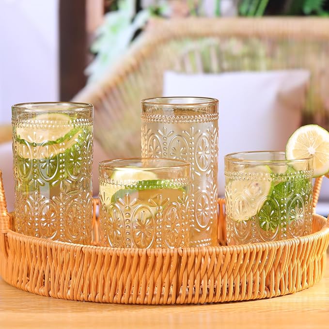 Darlion Amber Drinking Glasses, Vintage Glassware, 12oz Highball Glasses | Lead-Free Glass, Food Grade Glass, Durable&Sturdy, Vintage Decoration - Image 4
