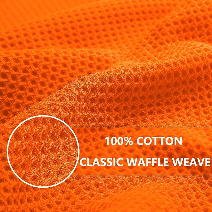 Homaxy 100% Cotton Waffle Weave Kitchen Dish Towels 4-Pack, Orange | 13 x 28 Inches, Ultra Soft Absorbent Dish Towels, Quick Drying Cleaning Towels - Image 2