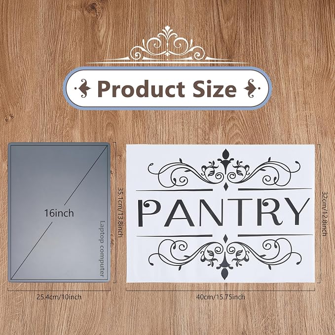 SUPERDANT Pantry Room Door Large Sign Sticker 15.75x12.8in Pantry Room Decals Kitchen Vinyl Lettering Words Wall DIY Art Big Size Quote Decor for Home Kitchen Restaurant Coffee Shop Store Office - Image 2