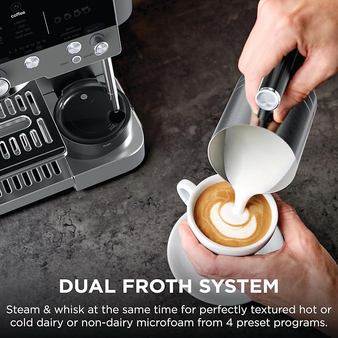 Ninja Luxe Café Premier Espresso & Rapid Cold Brew, Gunmetal, ES601GM | Drip Coffee, Built-in Coffee Grinder, Hands-Free Milk Frother, Assisted Tamper for Cappuccinos & Lattes - Image 6