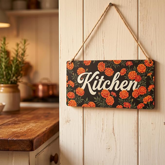 Rustic Farmhouse Kitchen Wall Decor Floral Wood Hanging Sign for Country Cottage Home Styling Vintage Art Plaque Thoughtful Housewarming Gift 12x6 Inches - Image 6