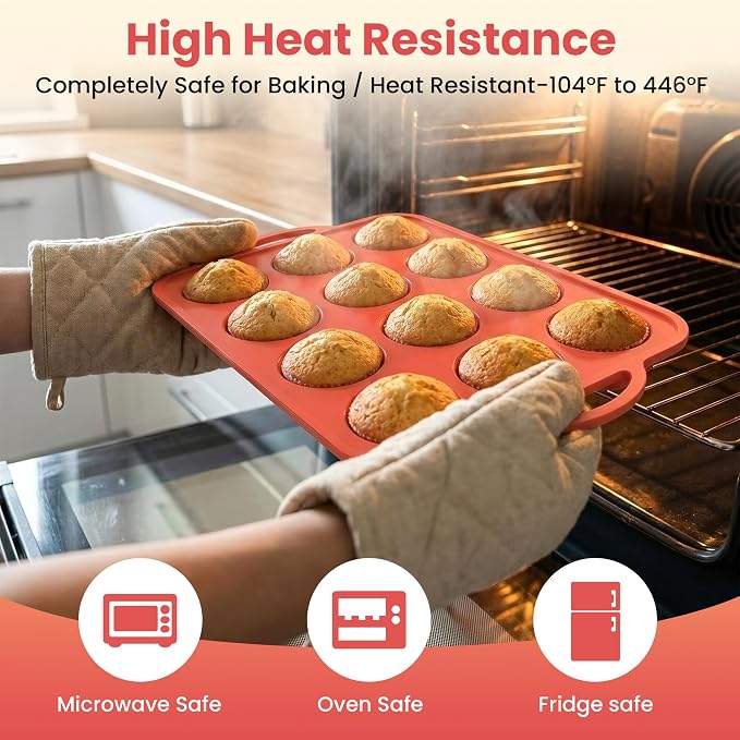 2Pack Silicone Muffin Pan for Baking - Cupcake Pans with Metal Frame - Image 5