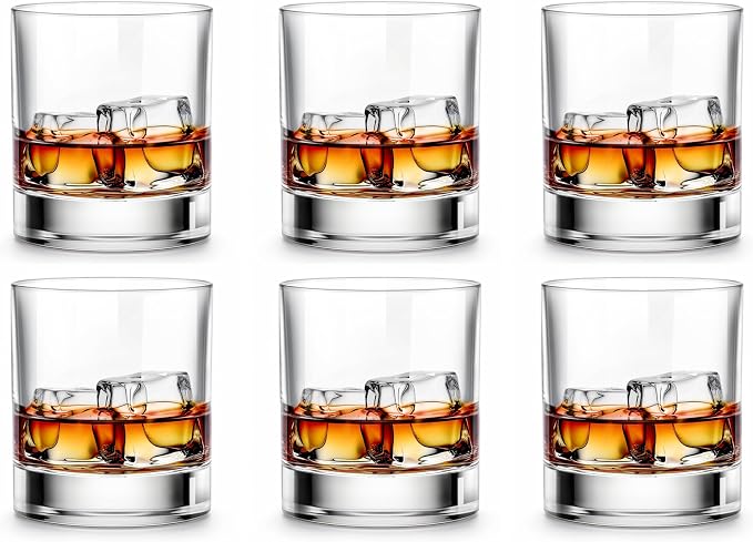 LUXU Whiskey Glasses,11 OZ Short Glass Tumbler,Lowball Glasses Set of 6 | Heavy Base Old Fashioned Rocks Glass for Scotch or Bourbon,Dishwasher Safe Glassware by LUXU