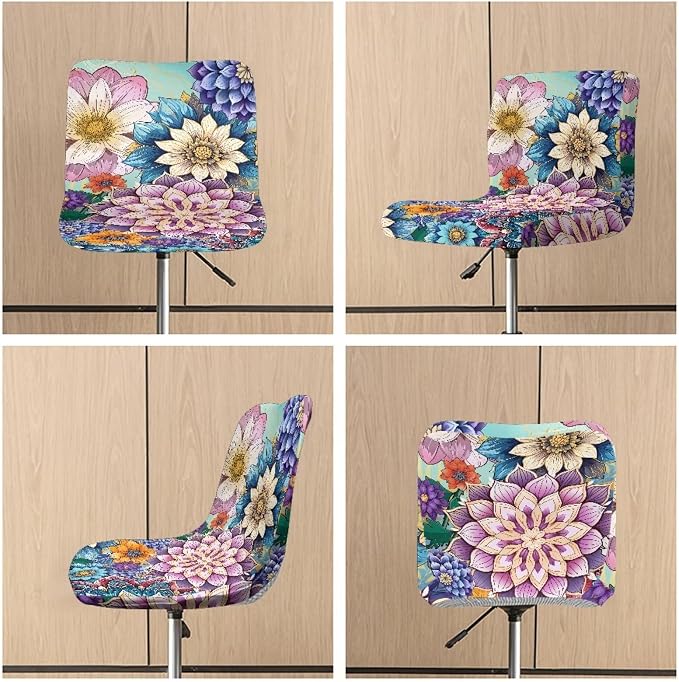 2 Pcs Bar Stool Covers Dining Chair Replacement Cover with Elastic Band Non-Slip Bottom for Barstool Padded Chair Slipcover,Bohemian Flower - Image 6