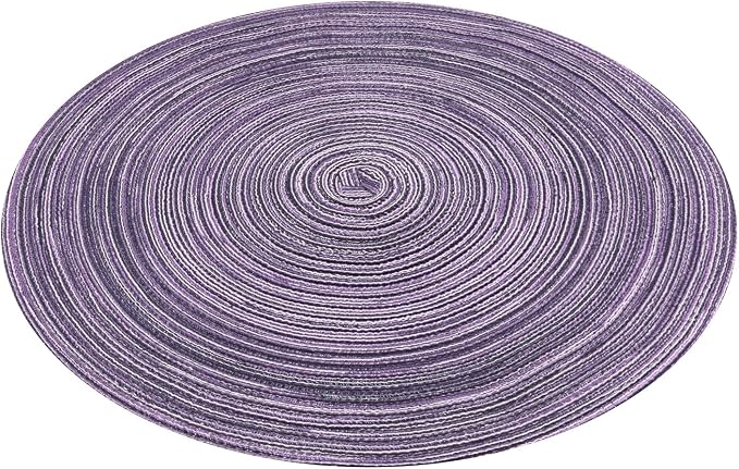 SHACOS Round Placemats Set of 4 Round Table Placemats Braided Cotton Place Mats 15 inch for Kitchen Dining Table Holiday Party (Light Purple, 4) - Image 2