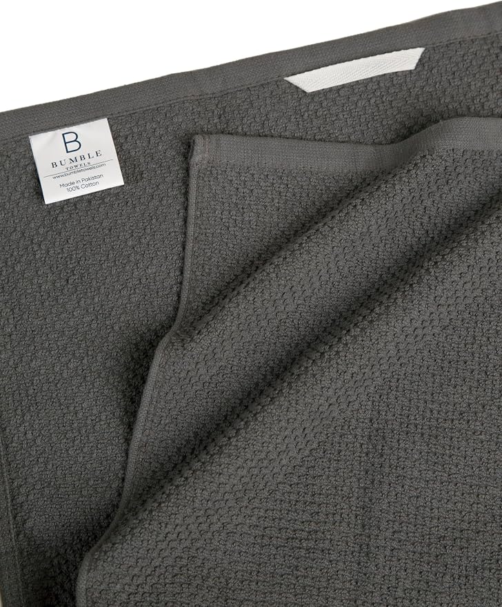 Bumble Kitchen Towels 6 Pack 100% Cotton 16"x26" - Grey Wide Stripe | 430 GSM Soft Kitchen Hand Towels with Hanging Loop, Highly Absorbent & Durable for Washing and Drying Dishes - Image 3