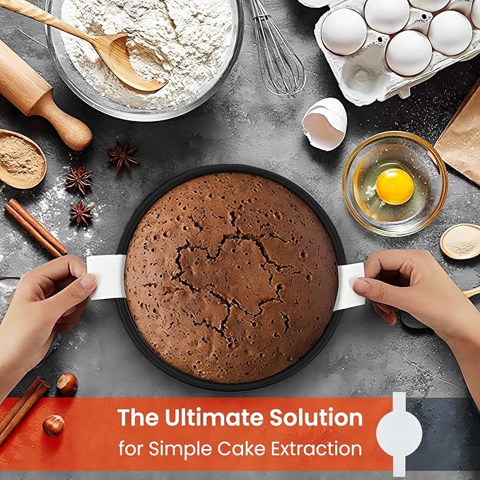 RFAQK Round Cake Pan Set of 3 Non-stick Cheesecake Pan, Leakproof Cake Pans Sets for Baking Includes 3 Round Cake Pans (6" 8" 10") with 60Pcs Parchment Paper Liners, Black - Image 5
