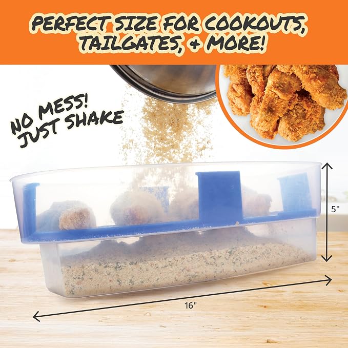 COOK'S CHOICE XL Original Better Breader Bowl 16" Mess-Free Breading Tray | Shake & Coat Batter Bowl w Lid for Chicken, Fish, & Vegetables, Great for Fish Fry, Tenders, Wings-Easy Cleanup & Made in USA - Image 2